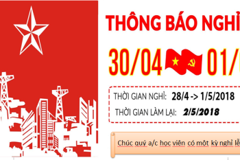 THÔNG BÁO LỊCH NGHỈ LỄ 30/4 và 01/05/2019