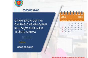 THÔNG BÁO THỜI GIAN, ĐỊA ĐIỂM,DANH SÁCH DỰ THI CHỨNG CHỈ HẢI QUAN KHU VỰC PHÍA NAM 2024 THÔNG BÁO THỜI GIAN, ĐỊA ĐIỂM,DANH SÁCH DỰ THI CHỨNG CHỈ HẢI QUAN KHU VỰC PHÍA NAM 2024