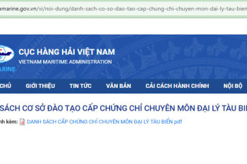 DANH SÁCH CƠ SỞ ĐÀO TẠO CẤP CHỨNG CHỈ CHUYÊN MÔN ĐẠI LÝ TÀU BIỂN DANH SÁCH CƠ SỞ ĐÀO TẠO CẤP CHỨNG CHỈ CHUYÊN MÔN ĐẠI LÝ TÀU BIỂN